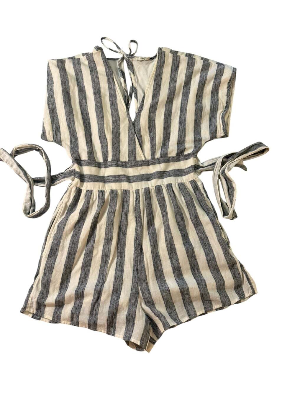 American Eagle Outfitters Striped Tie-Waist Romper Size S